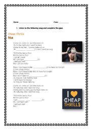 English Worksheet: Song 