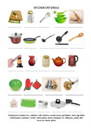 English Worksheet: Kitchen utensils