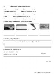 English Worksheet: English Test for 6th Grade - 1