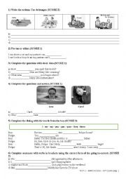 English Worksheet: English Test for 8th Grade - 1B