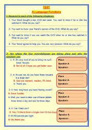 English Worksheet: Test ( Functions )