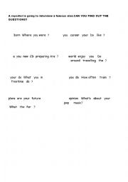 English Worksheet: Interviewing a famous singer