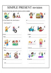 English Worksheet: Simple Present Revision Elementary