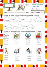 English Worksheet: diagnostic test 7th form Tunisian pupils