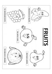 English Worksheet: Fruits and Colors