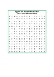 English Worksheet: Types of holiday accommodation