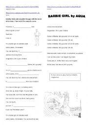 English Worksheet: Song by Aqua 