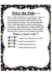 English Worksheet: Reading Literature First grade RL1.3 Character, Setting, Problem, Solution