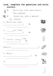 English Worksheet: WOULD LIKE