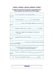 English Worksheet: Whatever Whichever Whoever