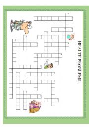 English Worksheet: HEALTH PROBLEMS CROSSWORD PUZZLE