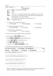 English Worksheet: SIMPLE PRESENT TEST