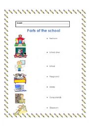 English Worksheet: PARTS OF THE SCHOOL MATCHING