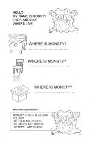 English Worksheet: where is the monster?