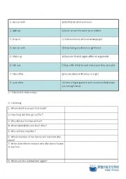 English Worksheet: Relationship - phrasal verbs