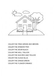English Worksheet: COLORING THE HOUSE