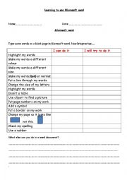 English Worksheet: Learning to use Microsoft word