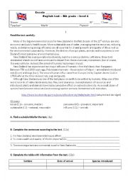 English Worksheet: 8th grade - English Test - Environment