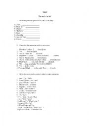 English Worksheet: Verbe BE