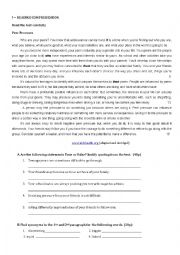 English Worksheet: Test- Teens; peer pressure