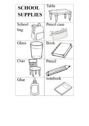 English Worksheet: SCHOOL SUPPLIES