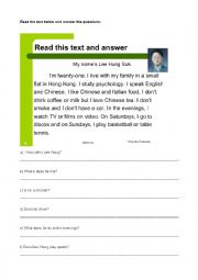 English Worksheet: Daily Routine - Interpretation