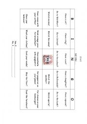 English Worksheet: Bingo Questions