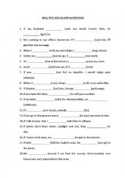 English Worksheet: Zero, First and Second Conditionals