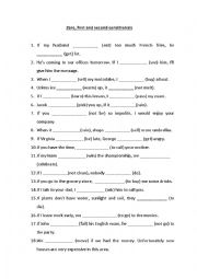 English Worksheet: Zero, First and Second Conditionals