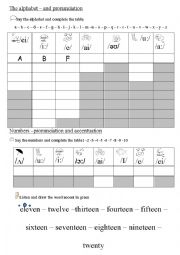 English Worksheet: How to pronounce the alphabet and numbers