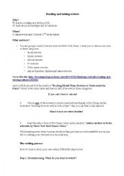 English Worksheet: Individual work- writing and reading reviews