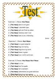 English Worksheet: Test on using THIS/THAT/THESE/THOSE