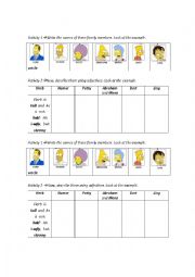 English Worksheet: Family members description