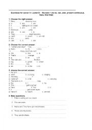 English Worksheet: revision elementary