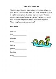 English Worksheet: Loch Ness Monster