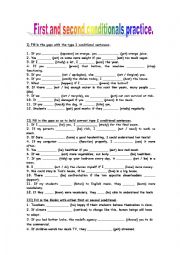 English Worksheet: FIRST AND SECOND CONDITIONALS