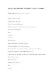 English Worksheet: Read the poem and answer: