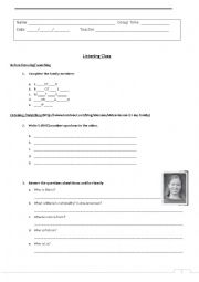English Worksheet: Listening Class with video