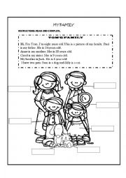 English Worksheet: MY FAMILY