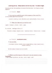 English Worksheet: A parody of King Arthur by the Monty Pythons: The Black Knight