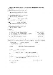 English Worksheet: Present Simple vs Present Continous Wh Questions