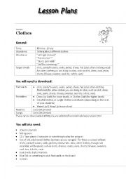 English Worksheet: clothes lesson plan