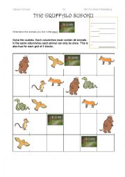 English Worksheet: Gruffalo sudoku