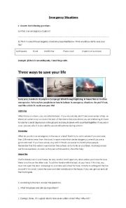 English Worksheet: emergency situations