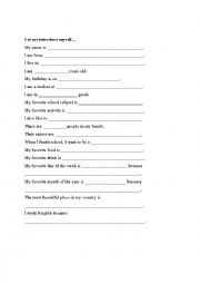 English Worksheet: Beginning of the Year: Introductions activity