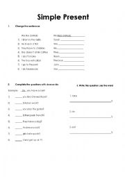 English Worksheet: Simple Present Practice