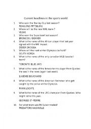 English Worksheet: SPORTS QUIZ