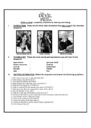 English Worksheet: The Devil Wears Prada Video Activity