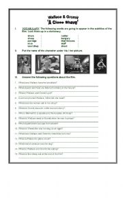 English Worksheet: Wallace & Gromit A Close Shave