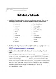 English Worksheet: Descriptive Text About Bali Island